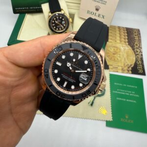 Rolex Yacth-Master 40mm Aço/Rose, Mostrador Preto, OysterFlex